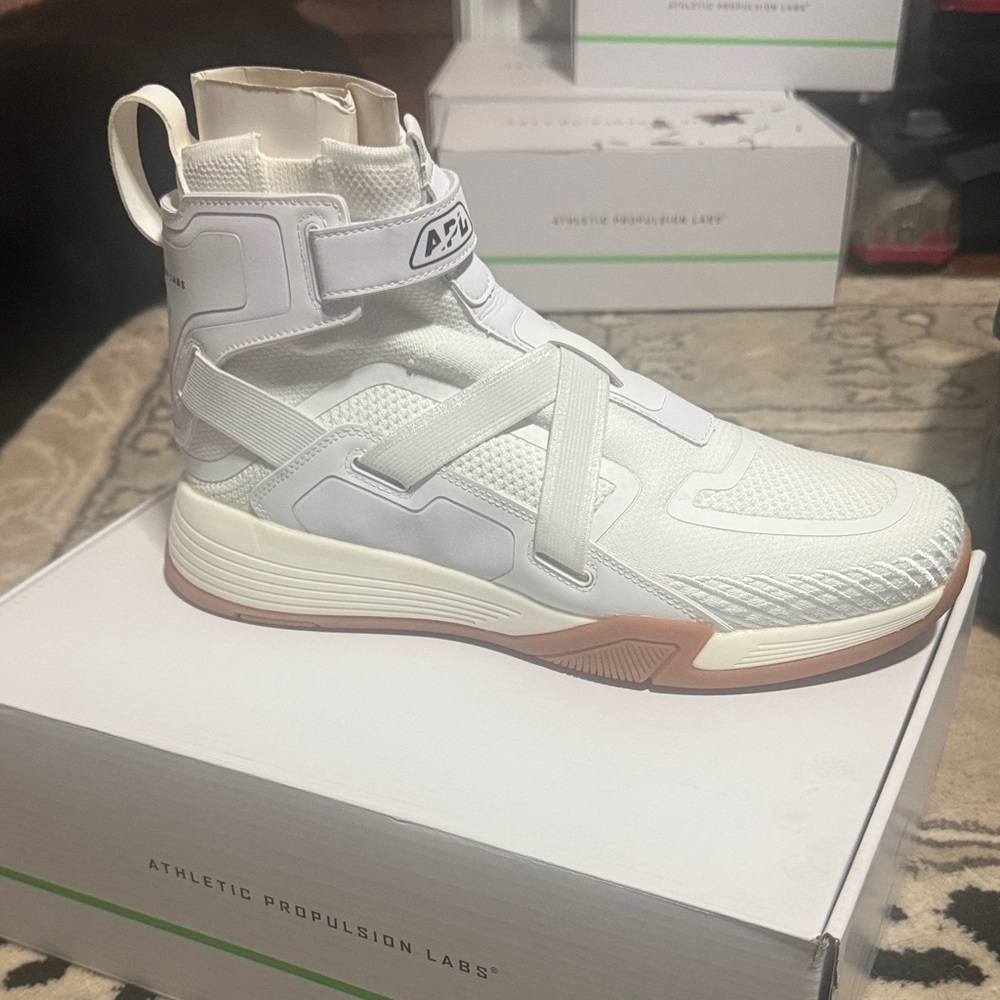 APL SUPER FUTURES NEW IN BOX White and Tan High-Top Sneakers